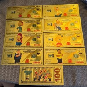 Gold Foil Family Guy Bills Set